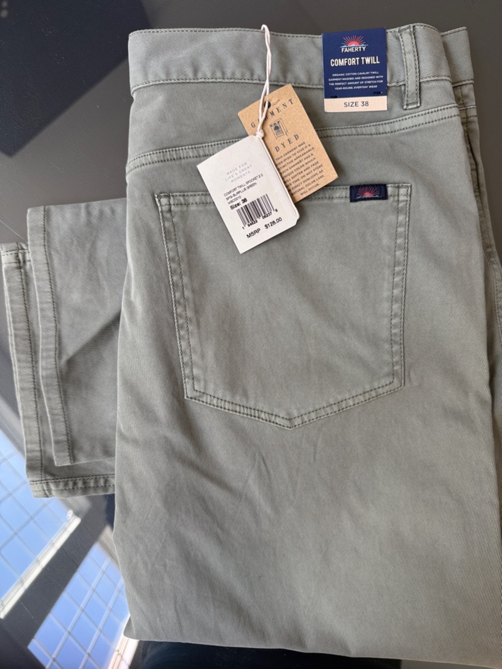 NWT Faherty Comfort Twill Chinos - Sage Green